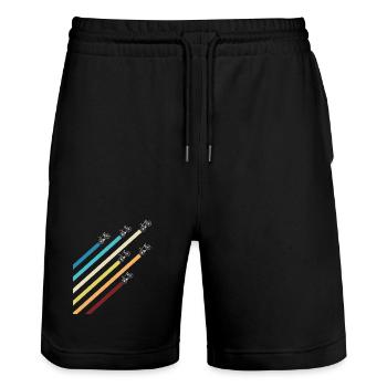 Rennrad Fahrrad mit bunten Streifen - Stanley/Stella Unisex Bio Joggingshorts Trainer  - Schwarz - Vorne - Nik (191cm) & Marisol (170cm)