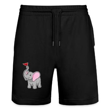 Elephant Flag - Stanley/Stella Trainer Unisex Organic Jogging Shorts - black - Front - Nik (191cm) & Marisol (170cm)