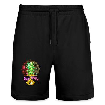 Ananas Mandala - Stanley/Stella Unisex Bio Joggingshorts Trainer  - Schwarz - Vorne - Nik (191cm) & Marisol (170cm)