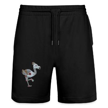 Flamingo Roboter - Stanley/Stella Unisex Bio Joggingshorts Trainer  - Schwarz - Vorne - Nik (191cm) & Marisol (170cm)