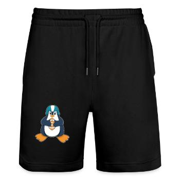 Penguin American Football Sports - Stanley/Stella Trainer Unisex Organic Jogging Shorts - black - Front - Nik (191cm) & Marisol (170cm)