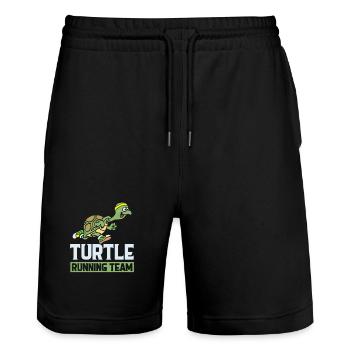 Turtle running team neu - Stanley/Stella Unisex Bio Joggingshorts Trainer  - Schwarz - Vorne - Nik (191cm) & Marisol (170cm)