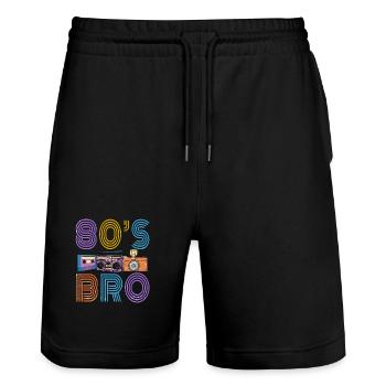80's Bro Retro Vintage Mixtape Cassette Player Cam - Stanley/Stella Trainer Unisex Organic Jogging Shorts - black - Front - Nik (191cm) & Marisol (170cm)