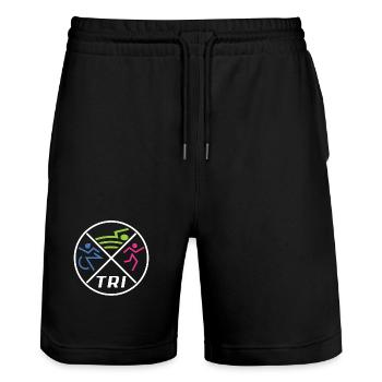 Women's Triathlon - Stanley/Stella Trainer Unisex Organic Jogging Shorts - black - Front - Nik (191cm) & Marisol (170cm)