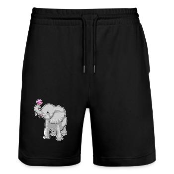 Elephant lollipops - Stanley/Stella Trainer Unisex Organic Jogging Shorts - black - Front - Nik (191cm) & Marisol (170cm)