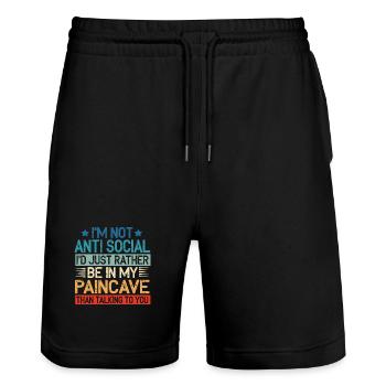 I'm Not Antisocial Paincave Triathlon - Stanley/Stella Unisex Bio Joggingshorts Trainer  - Schwarz - Vorne - Nik (191cm) & Marisol (170cm)