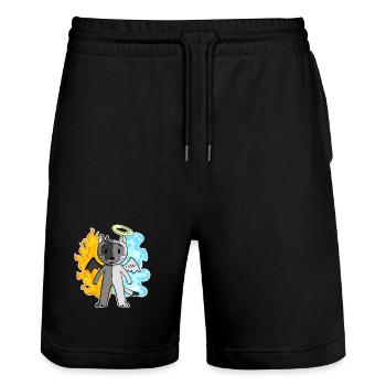 Cat Cat Breed Burma - Angel and Devil - Stanley/Stella Trainer Unisex Organic Jogging Shorts - black - Front - Nik (191cm) & Marisol (170cm)