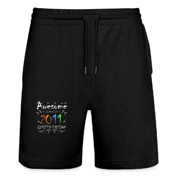 2011 - Fantastic since 2011 - Vintage 2011 - Stanley/Stella Trainer Unisex Organic Jogging Shorts - black - Front - Nik (191cm) & Marisol (170cm)