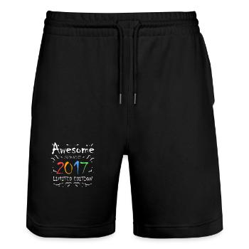 2017 - Fantastic since 2017 - Vintage 2017 - Stanley/Stella Trainer Unisex Organic Jogging Shorts - black - Front - Nik (191cm) & Marisol (170cm)