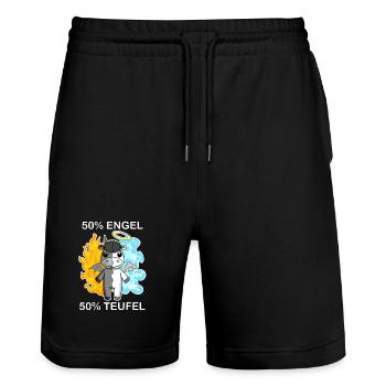 Esel - Engel und Teufel - Stanley/Stella Unisex Bio Joggingshorts Trainer  - Schwarz - Vorne - Nik (191cm) & Marisol (170cm)