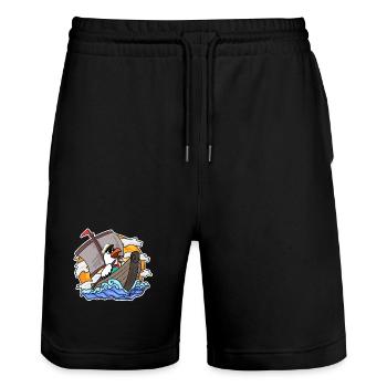 Mouette dans le bateau - Short de jogging bio TRAINER Stanley/Stella unisexe - noir - Devant - Nik (191cm) & Marisol (170cm)