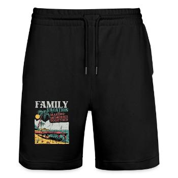 Family Vacation Making Memories Together - Stanley/Stella Unisex Bio Joggingshorts Trainer  - Schwarz - Vorne - Nik (191cm) & Marisol (170cm)