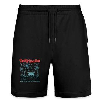 Family Vacation Making Memories Together - Stanley/Stella Unisex Bio Joggingshorts Trainer  - Schwarz - Vorne - Nik (191cm) & Marisol (170cm)