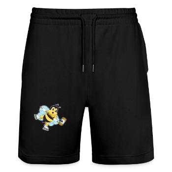 Biene Eishockey Eishockeyschläger - Stanley/Stella Unisex Bio Joggingshorts Trainer  - Schwarz - Vorne - Nik (191cm) & Marisol (170cm)
