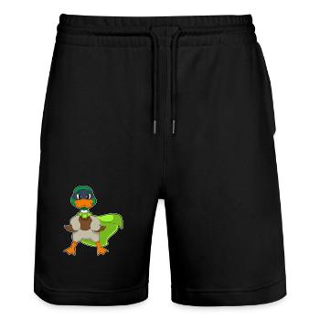 Cape de Super-héros Canard - Short de jogging bio TRAINER Stanley/Stella unisexe - noir - Devant - Nik (191cm) & Marisol (170cm)