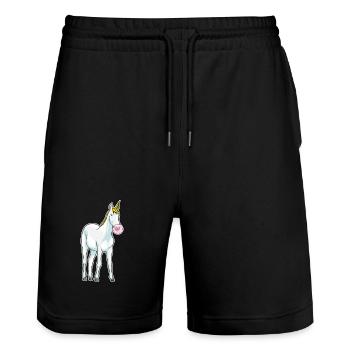 Einhorn Kaugummi - Stanley/Stella Unisex Bio Joggingshorts Trainer  - Schwarz - Vorne - Nik (191cm) & Marisol (170cm)
