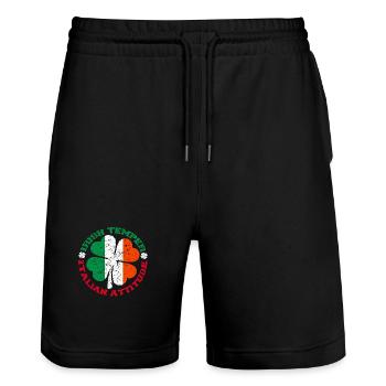 Irish Temper Italian Attitude Shirt Patrick’s Day - Short de jogging bio TRAINER Stanley/Stella unisexe - noir - Devant - Nik (191cm) & Marisol (170cm)