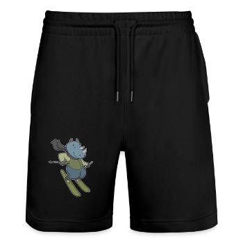 Rhino Skier Skier Skier - Stanley/Stella Trainer Unisex Organic Jogging Shorts - black - Front - Nik (191cm) & Marisol (170cm)