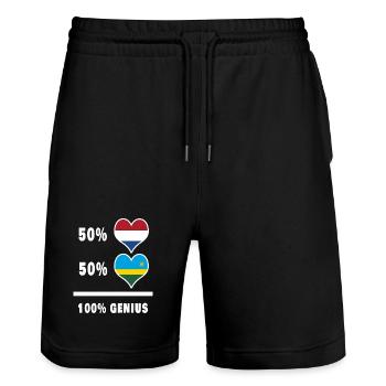 Ruanda und die Niederlande Genie / Geschenk - Stanley/Stella Unisex Bio Joggingshorts Trainer  - Schwarz - Vorne - Nik (191cm) & Marisol (170cm)