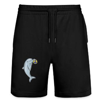 Delfin Handballspieler Handball - Stanley/Stella Unisex Bio Joggingshorts Trainer  - Schwarz - Vorne - Nik (191cm) & Marisol (170cm)