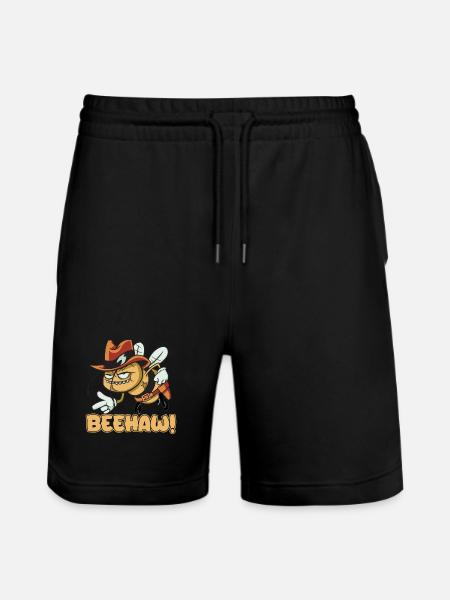 Beehaw bee with cowboy hat Yeehaw - Stanley/Stella Trainer Unisex Organic Jogging Shorts - black