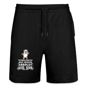 Schafe Schaf Schafzüchter Geschenk - Stanley/Stella Unisex Bio Joggingshorts Trainer  - Schwarz - Vorne - Nik (191cm) & Marisol (170cm)