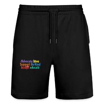 Advocate Love Support Accept Be Kind - Stanley/Stella Trainer Unisex Organic Jogging Shorts - black - Front - Nik (191cm) & Marisol (170cm)