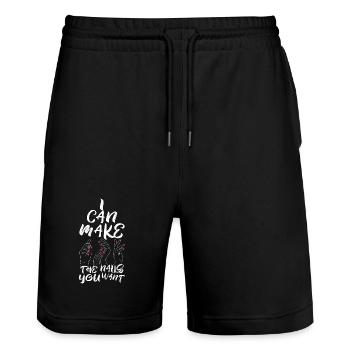 Je peux faire les ongles que tu veux - Short de jogging bio TRAINER Stanley/Stella unisexe - noir - Devant - Nik (191cm) & Marisol (170cm)