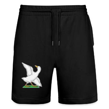 Duck Yoga Fitness Gymnastics - Stanley/Stella Trainer Unisex Organic Jogging Shorts - black - Front - Nik (191cm) & Marisol (170cm)