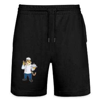 Tiger Cook Serving Bell Cooking - Stanley/Stella Trainer Unisex Organic Jogging Shorts - black - Front - Nik (191cm) & Marisol (170cm)