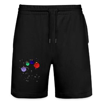 Boules d’arbre de Noël avec flocons de neige - Short de jogging bio TRAINER Stanley/Stella unisexe - noir - Devant - Nik (191cm) & Marisol (170cm)