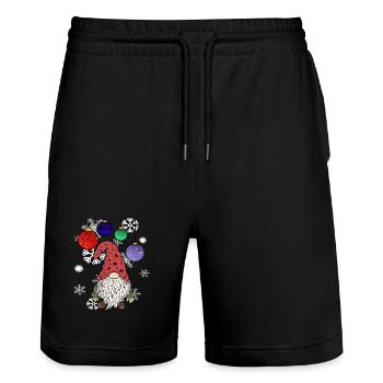 Gnome Weihnachts Wichtel mit Schneeflocken - Stanley/Stella Unisex Bio Joggingshorts Trainer  - Schwarz - Vorne - Nik (191cm) & Marisol (170cm)