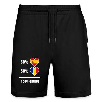 Roumanie et Espagne génie / cadeau - Short de jogging bio TRAINER Stanley/Stella unisexe - noir - Devant - Nik (191cm) & Marisol (170cm)