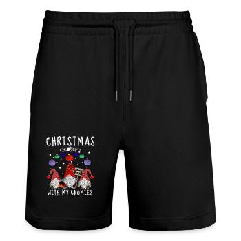 Gnome Familie Weihnachts Wichtel - Stanley/Stella Unisex Bio Joggingshorts Trainer  - Schwarz - Vorne - Nik (191cm) & Marisol (170cm)