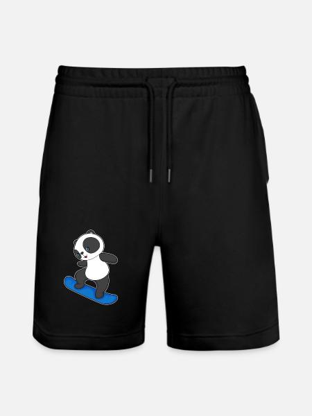Panda Snowboarder Snowboard - Stanley/Stella Trainer Unisex Organic Jogging Shorts - black