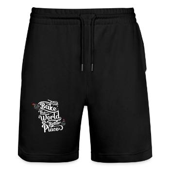 Cuire le monde mieux - Baking Lovers - Short de jogging bio TRAINER Stanley/Stella unisexe - noir - Devant - Nik (191cm) & Marisol (170cm)