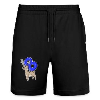 8 Years Children's Birthday Gift - Stanley/Stella Trainer Unisex Organic Jogging Shorts - black - Front - Nik (191cm) & Marisol (170cm)