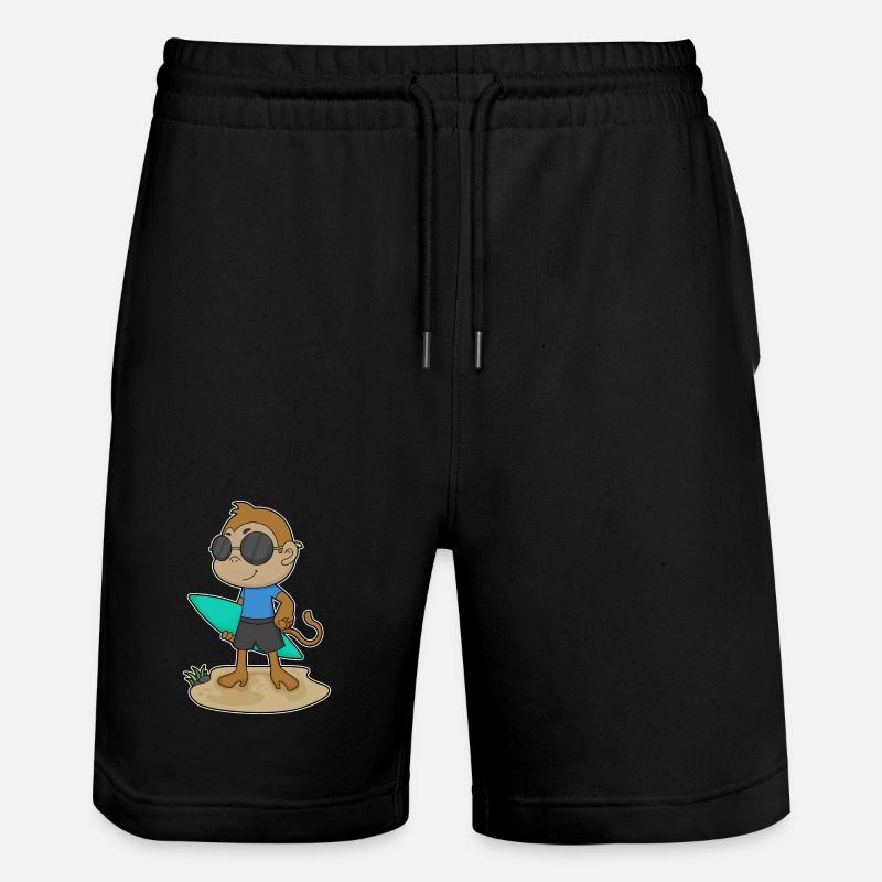 Affe Surfer Surfbrett - Stanley/Stella Unisex Bio Joggingshorts Trainer  - Schwarz
