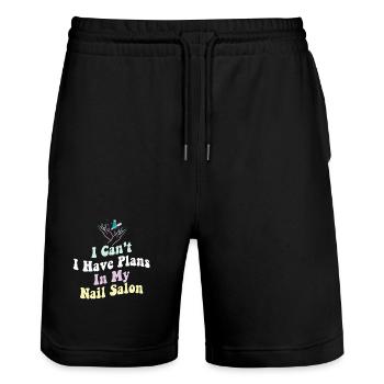 Ich Kann Nicht Habe Pläne In Meinem Nagelstudio - Stanley/Stella Unisex Bio Joggingshorts Trainer  - Schwarz - Vorne - Nik (191cm) & Marisol (170cm)