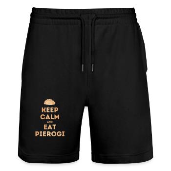 Keep Calm and Eat Pierogi - Stanley/Stella Trainer Unisex Organic Jogging Shorts - black - Front - Nik (191cm) & Marisol (170cm)