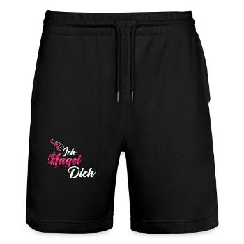 Ich Nagel Dich Nageldesignerin - Stanley/Stella Unisex Bio Joggingshorts Trainer  - Schwarz - Vorne - Nik (191cm) & Marisol (170cm)