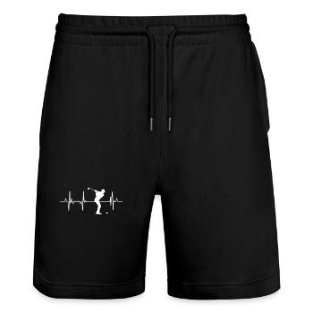 Golfspieler Herzschlag - Stanley/Stella Unisex Bio Joggingshorts Trainer  - Schwarz - Vorne - Nik (191cm) & Marisol (170cm)