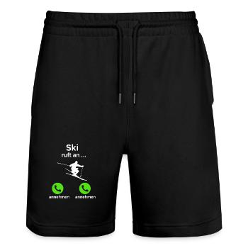 Ski ruft an - annehmen oder annehmen? - Stanley/Stella Unisex Bio Joggingshorts Trainer  - Schwarz - Vorne - Nik (191cm) & Marisol (170cm)