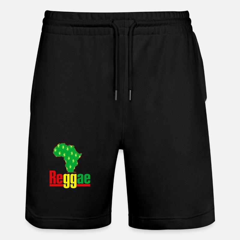 Afrika Reggae Karte mit Hanfblättern - Stanley/Stella Unisex Bio Joggingshorts Trainer  - Schwarz