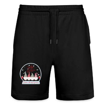 C’est la saison Chillin avec mes Gnomies - Noël - Short de jogging bio TRAINER Stanley/Stella unisexe - noir - Devant - Nik (191cm) & Marisol (170cm)