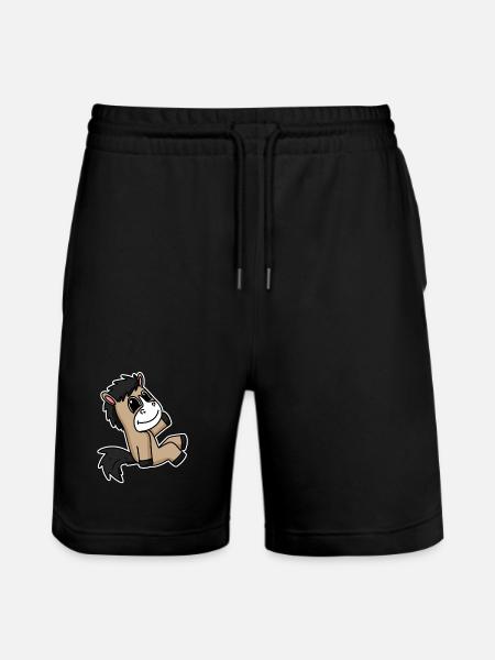 Pferd Pferde Hauspferd - Stanley/Stella Unisex Bio Joggingshorts Trainer  - Schwarz