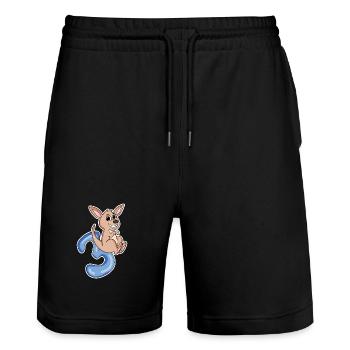 3 Jahre alt - 3. Geburtstag mit Tier Motiv - Stanley/Stella Unisex Bio Joggingshorts Trainer  - Schwarz - Vorne - Nik (191cm) & Marisol (170cm)