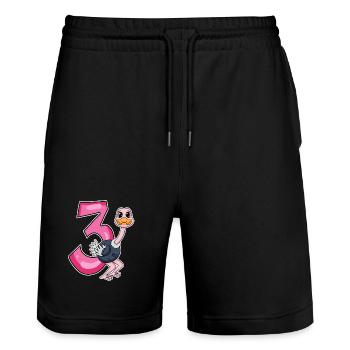 3 Jahre alt - 3. Geburtstag mit Tier Motiv - Stanley/Stella Unisex Bio Joggingshorts Trainer  - Schwarz - Vorne - Nik (191cm) & Marisol (170cm)