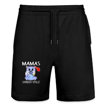 Baby Geburt Schwanger Babyspruch Sprüche - Stanley/Stella Unisex Bio Joggingshorts Trainer  - Schwarz - Vorne - Nik (191cm) & Marisol (170cm)