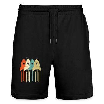 Vintage Rocket Scientist Aerospace Engineering - Stanley/Stella Trainer Unisex Organic Jogging Shorts - black - Front - Nik (191cm) & Marisol (170cm)